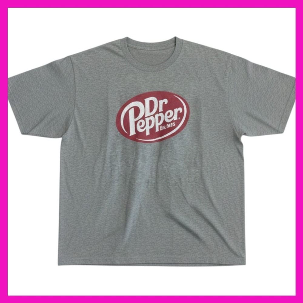 Dr Pepper Graphic T-Shirt XXL Heather Grey Distressed Logo Short Sleeve Tee